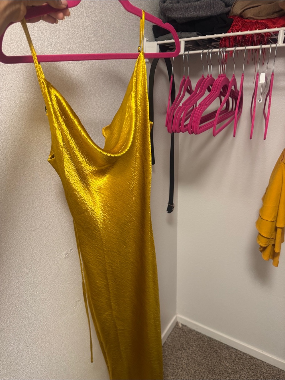 Women's Satin Slip Dress - Yellow